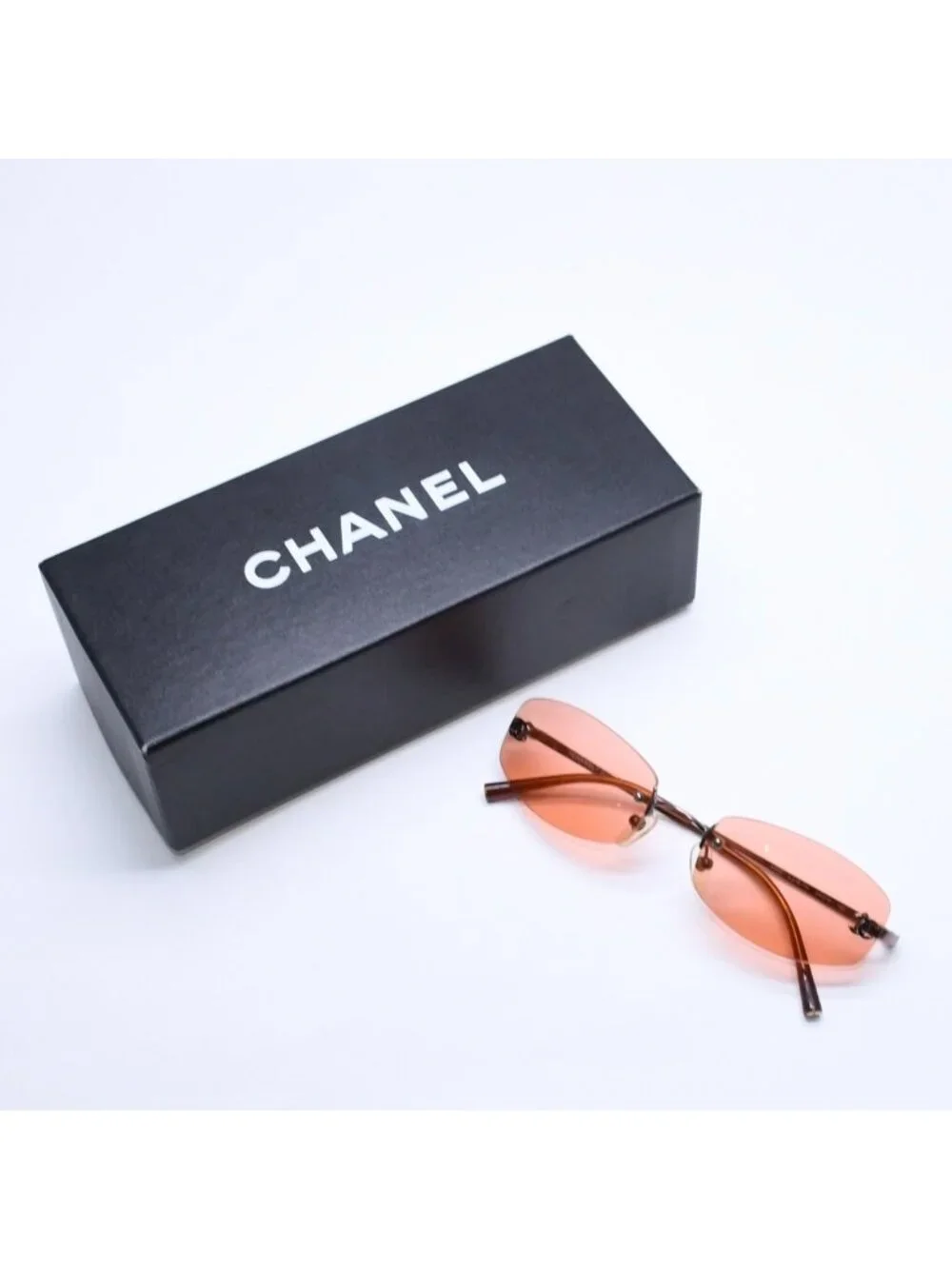 Chanel Sunglasses Eyewear Orange Lens CC Logo Silver